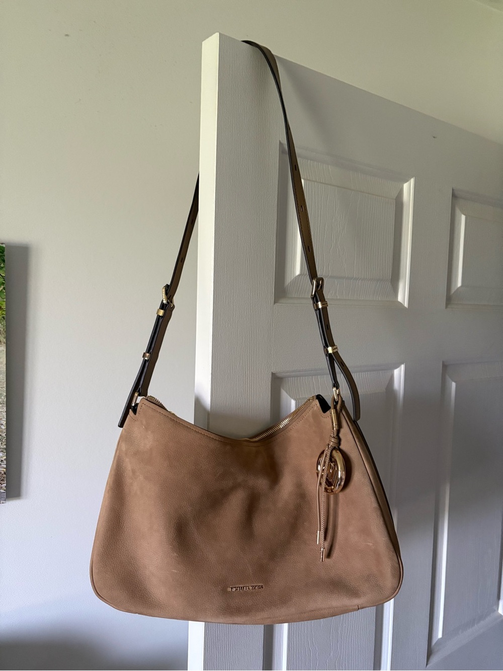 Michael Kors Pebble Leather Hobo in Tan Brown with Gold Hardware